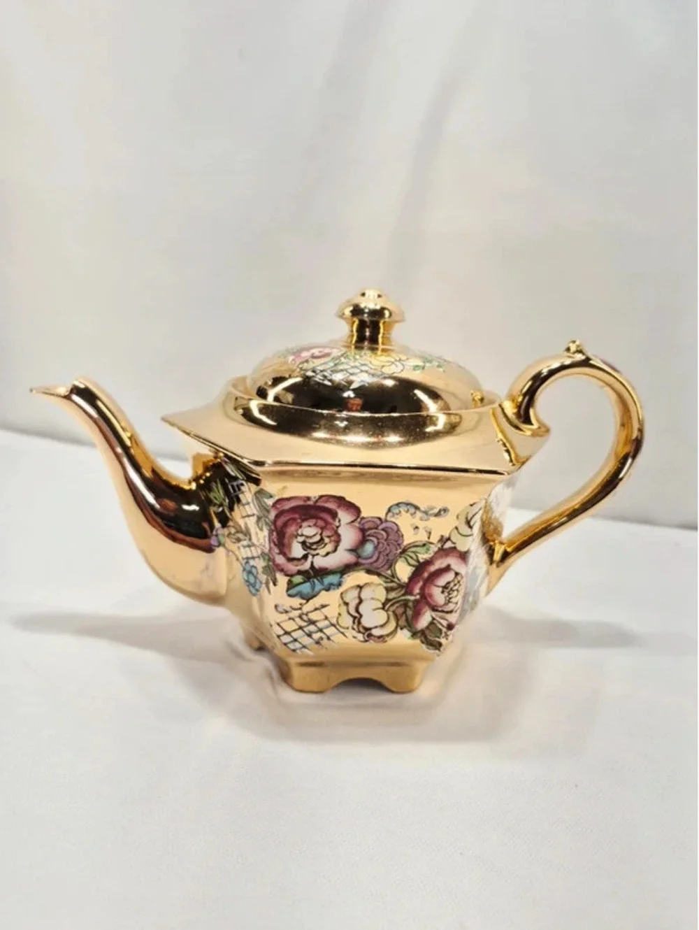 Vintage James Sadler & Sons hexagonal teapot, Made in Staffordshire, England.